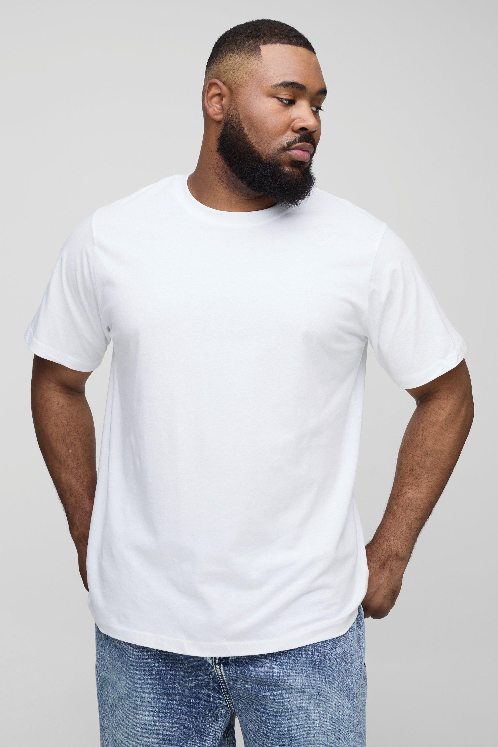 T-shirt Plus Size Basic Slim Fit, Bianco