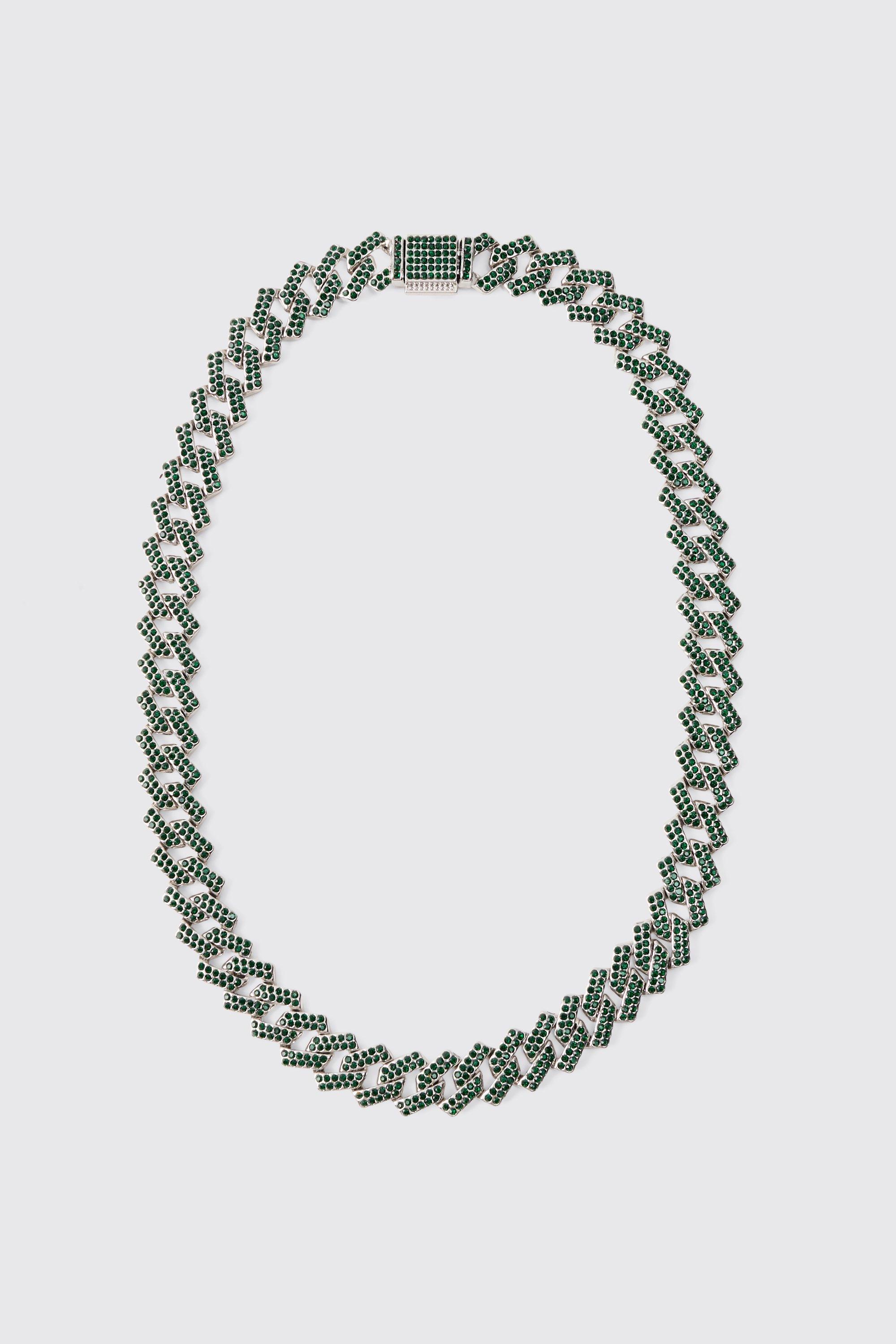 Collana cubana con pendenti ghiacciati, Verde