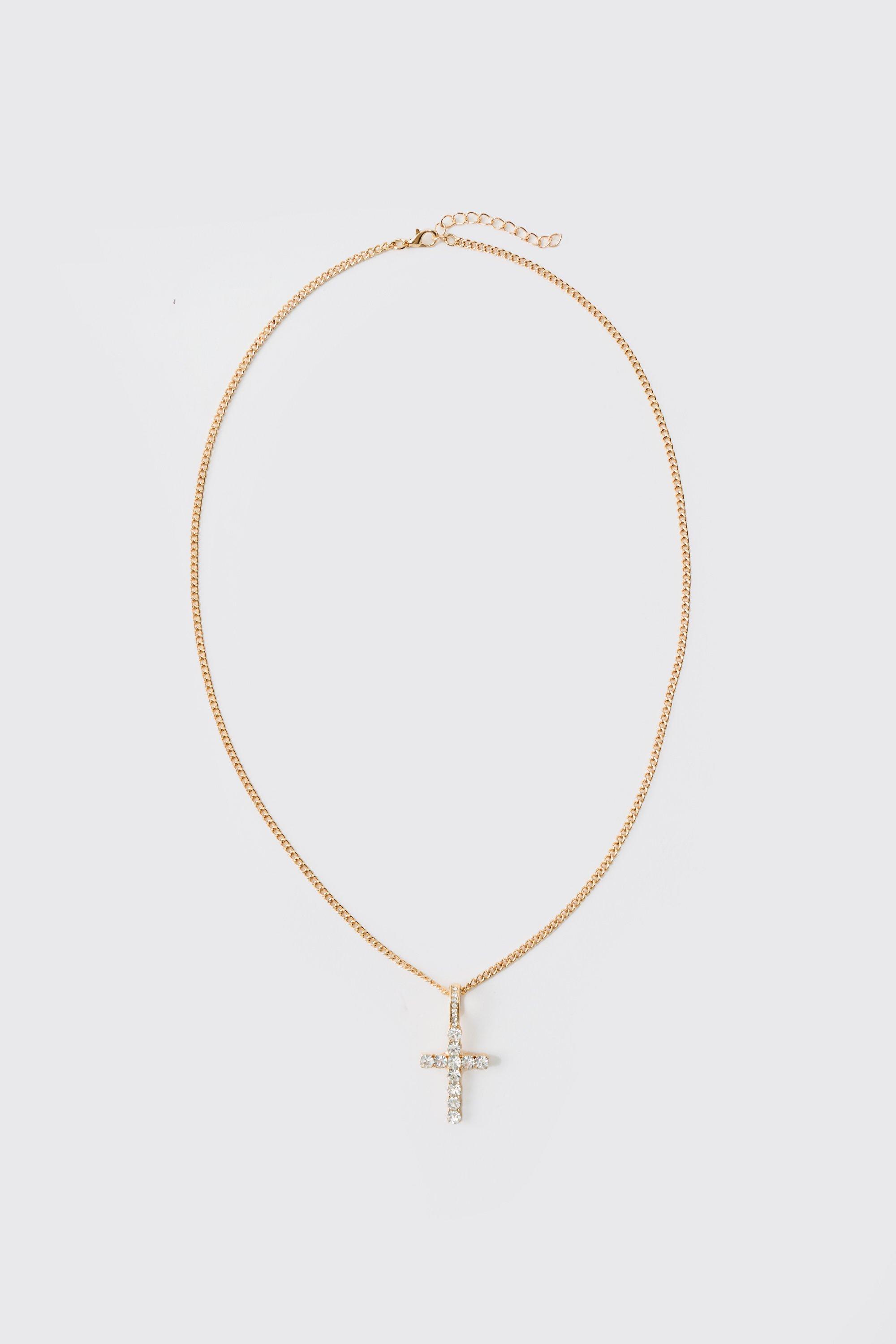 Mens Metallics Iced Gold Necklace, Metallics