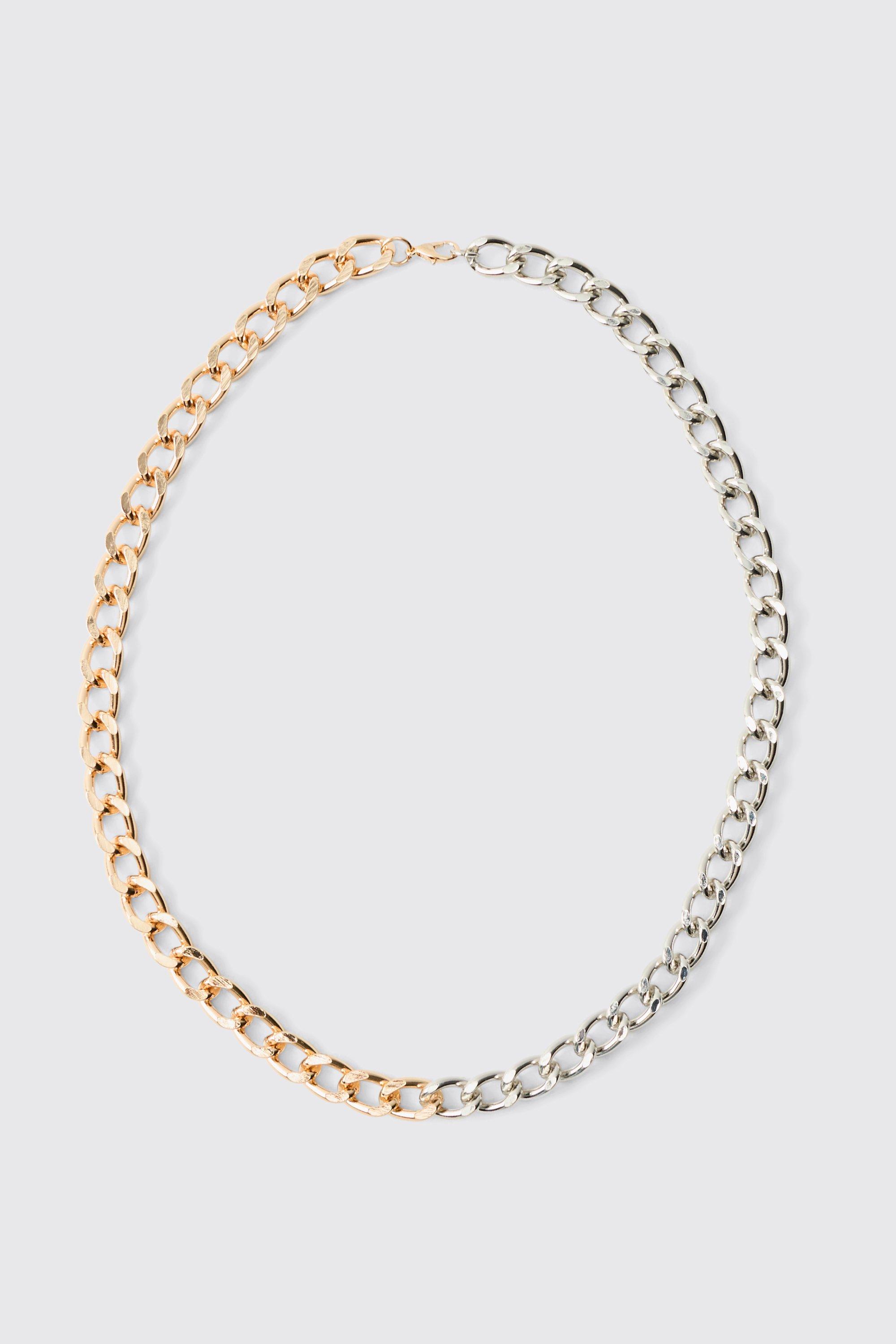 Mens Grey Spliced Chain Necklace, Grey