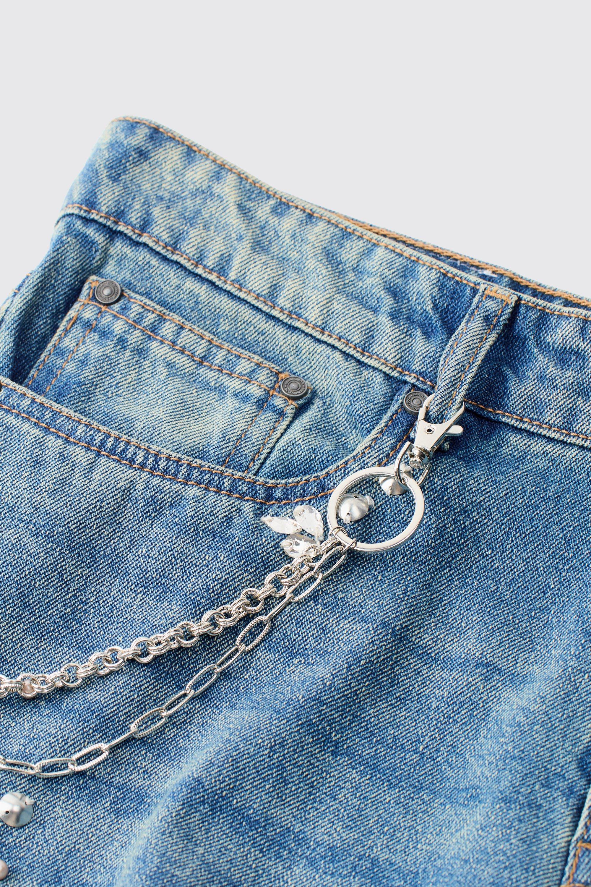 Mens Grey Layered Jean Chain, Grey