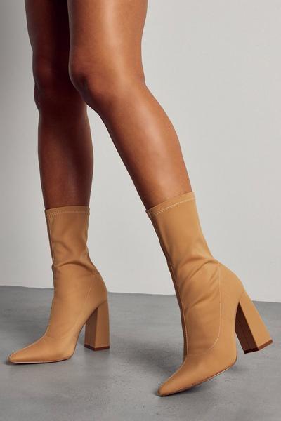 Stretch Heeled Ankle Boot