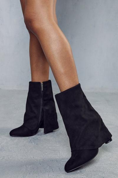 Suede Folded Ankle Boot