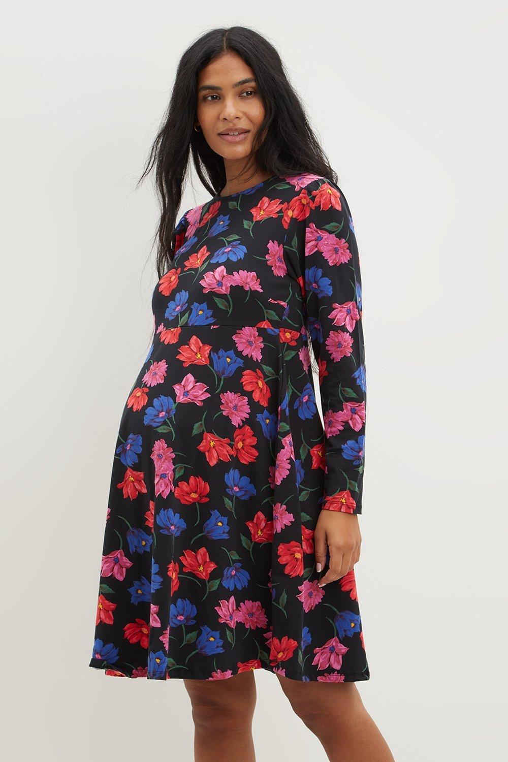 Maternity Floral Jersey Pocket Dress