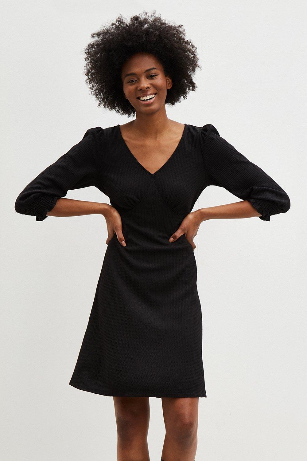 Women’s Tall  Black Empire Seam Mini Dress - 10