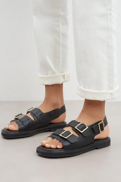 Faith: Bethany Leather Two Strap Buckle Sandal