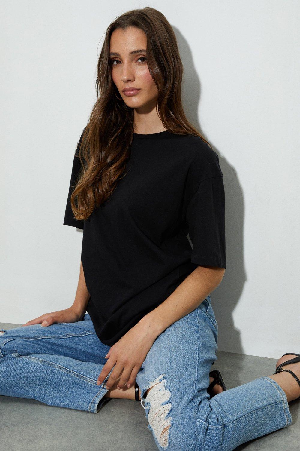 Women’s Cotton Oversized T-Shirt - black - 6