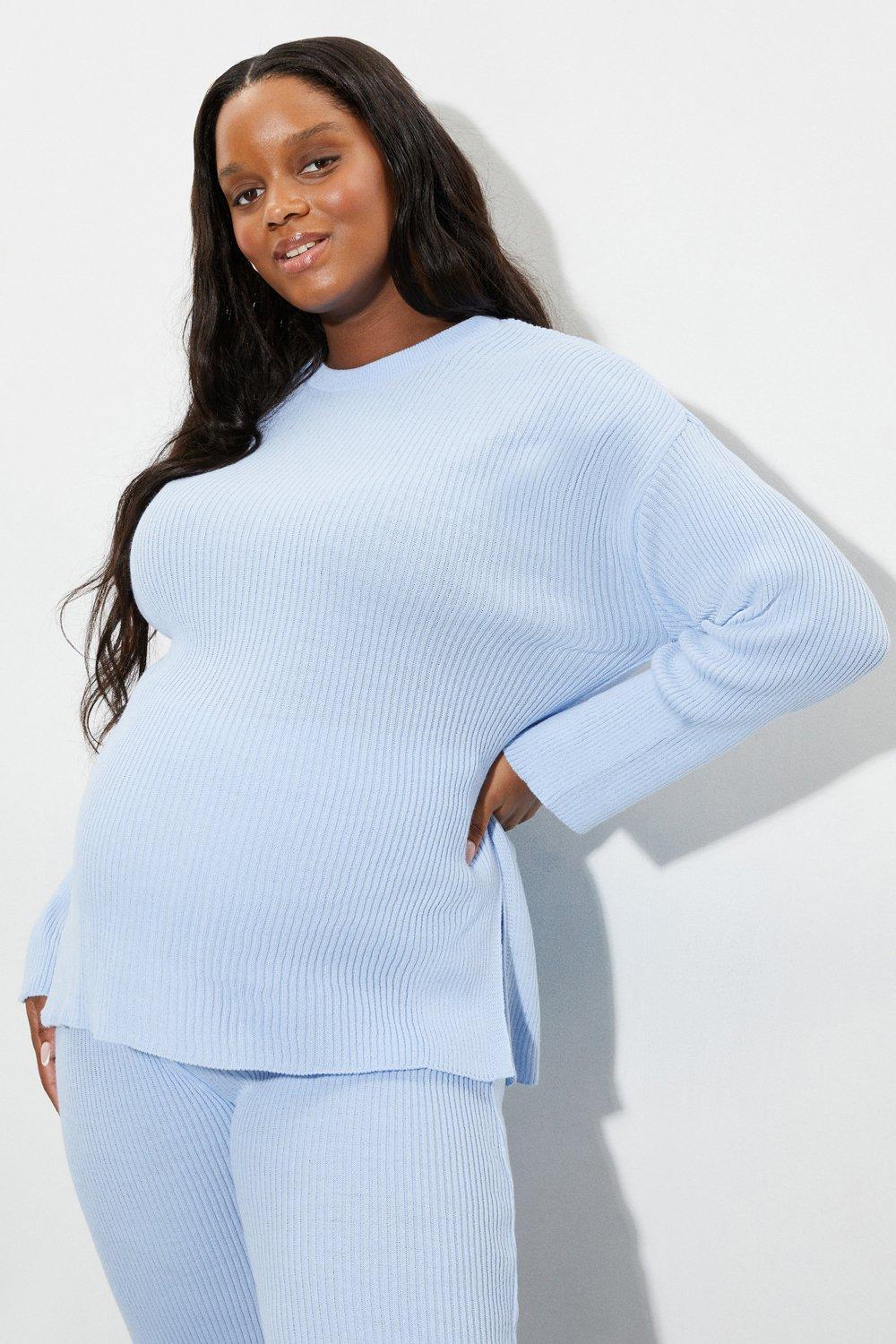 Womens Maternity Knitted Round Neck Top