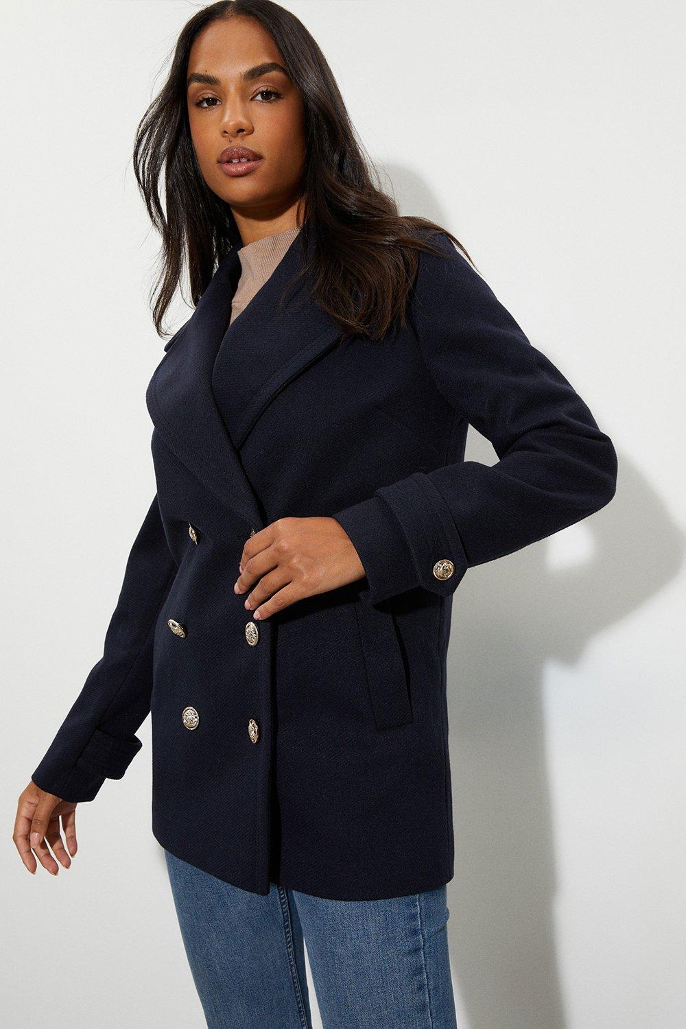 Womens Military Button Peacoat