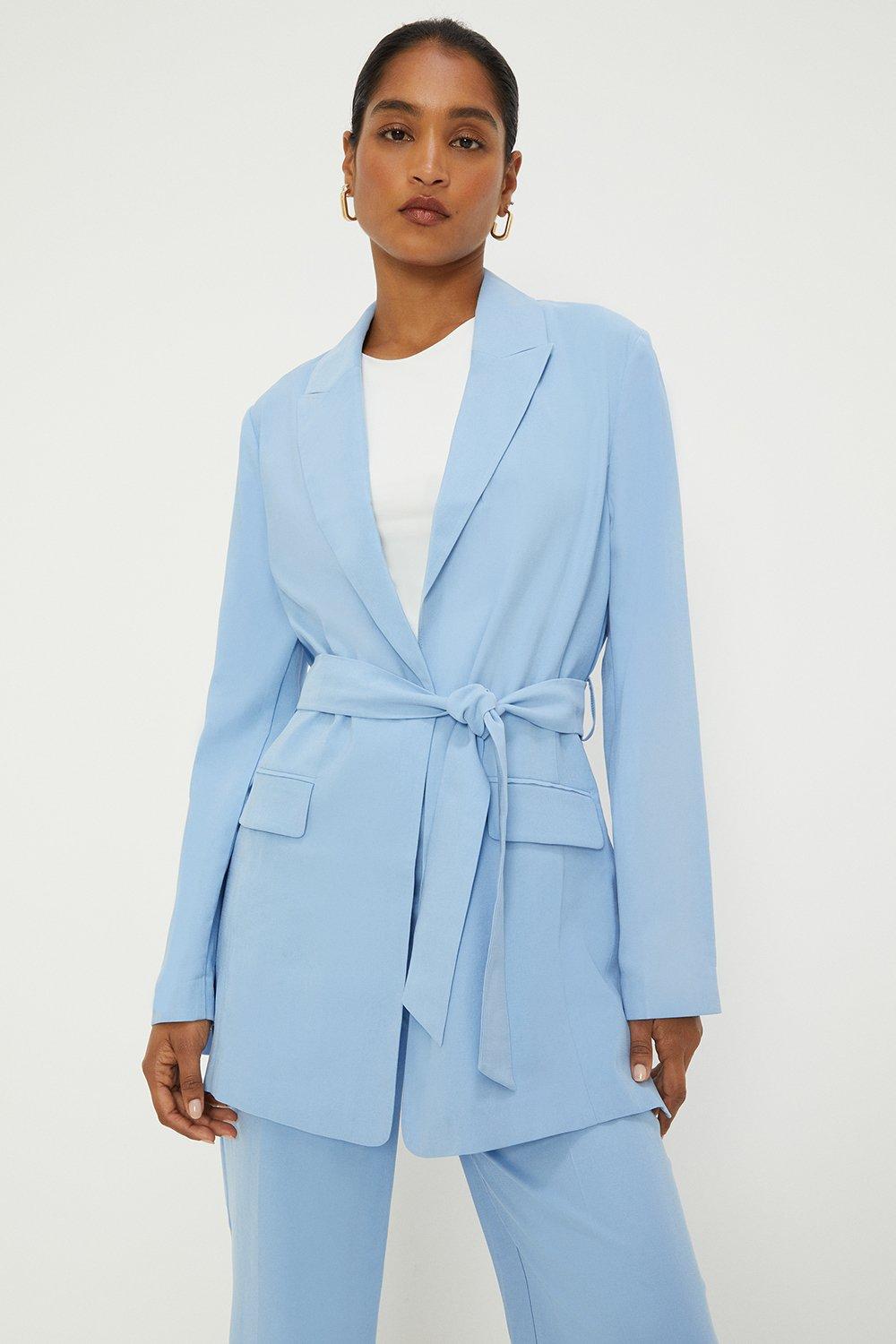 Womens Belted Blazer with Pocket