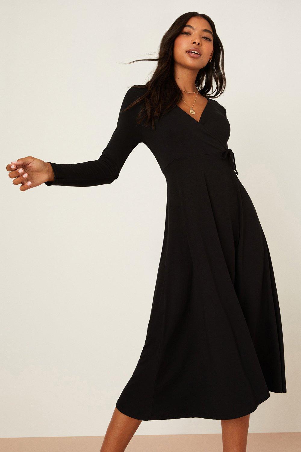 Womens BlackWrap Midi Dress