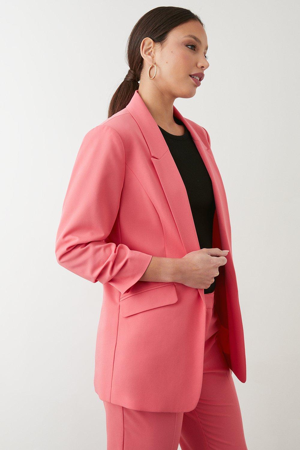 Womens Tall Ruched Sleeve Blazer