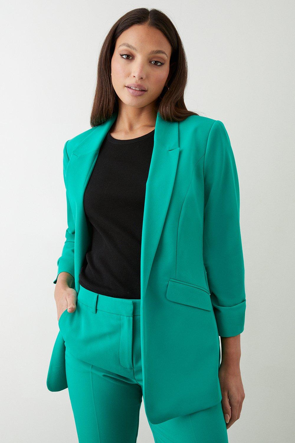 Womens Tall Ruched Sleeve Blazer