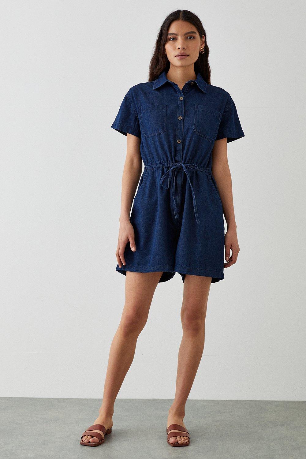 Womens Lightweight Belted Playsuit