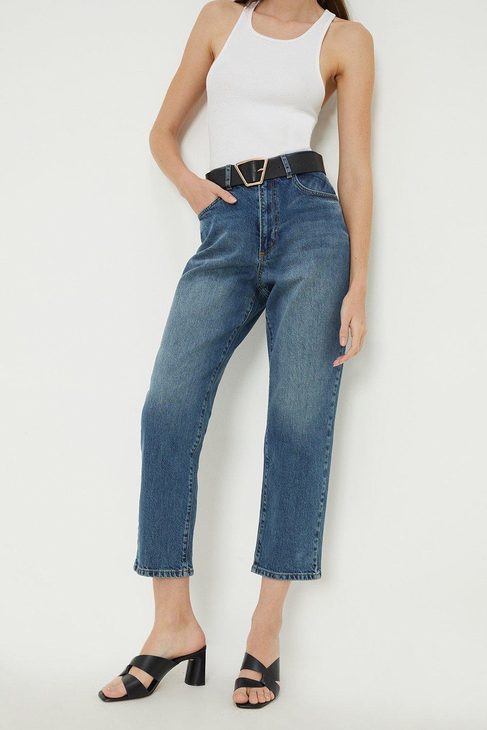 Womens Comfort Stretch Cropped Straight Jeans