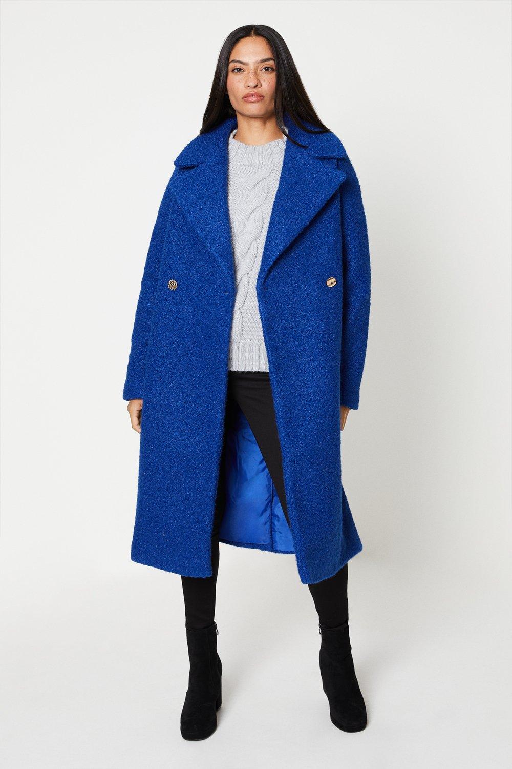Womens Double Breasted Boucle Coat