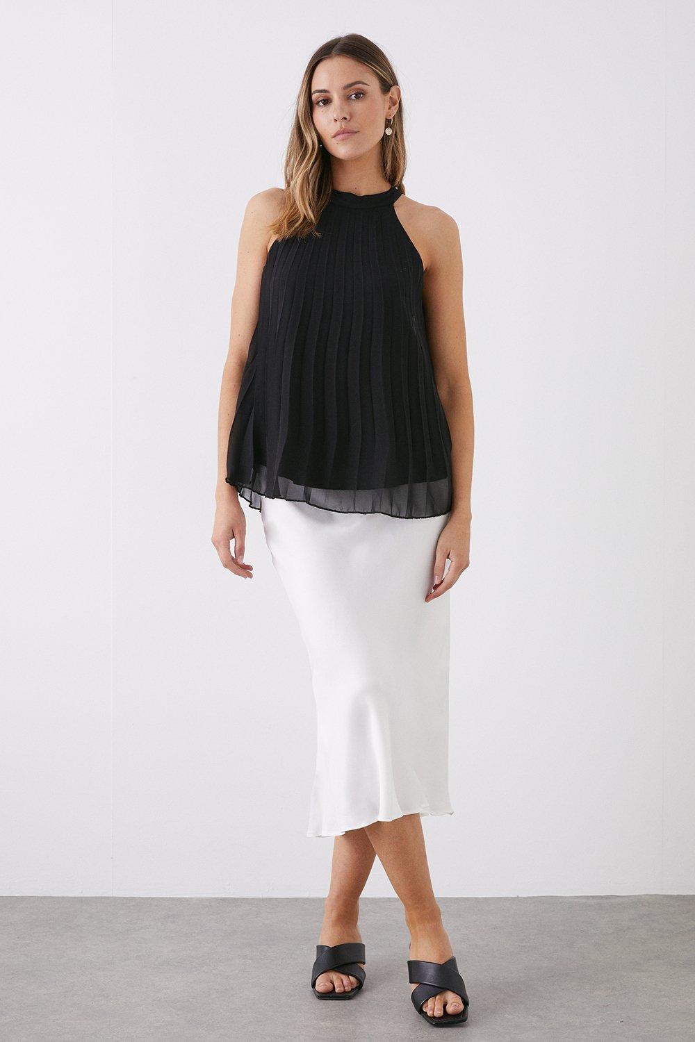 Womens Pleated Halter Neck Blouse