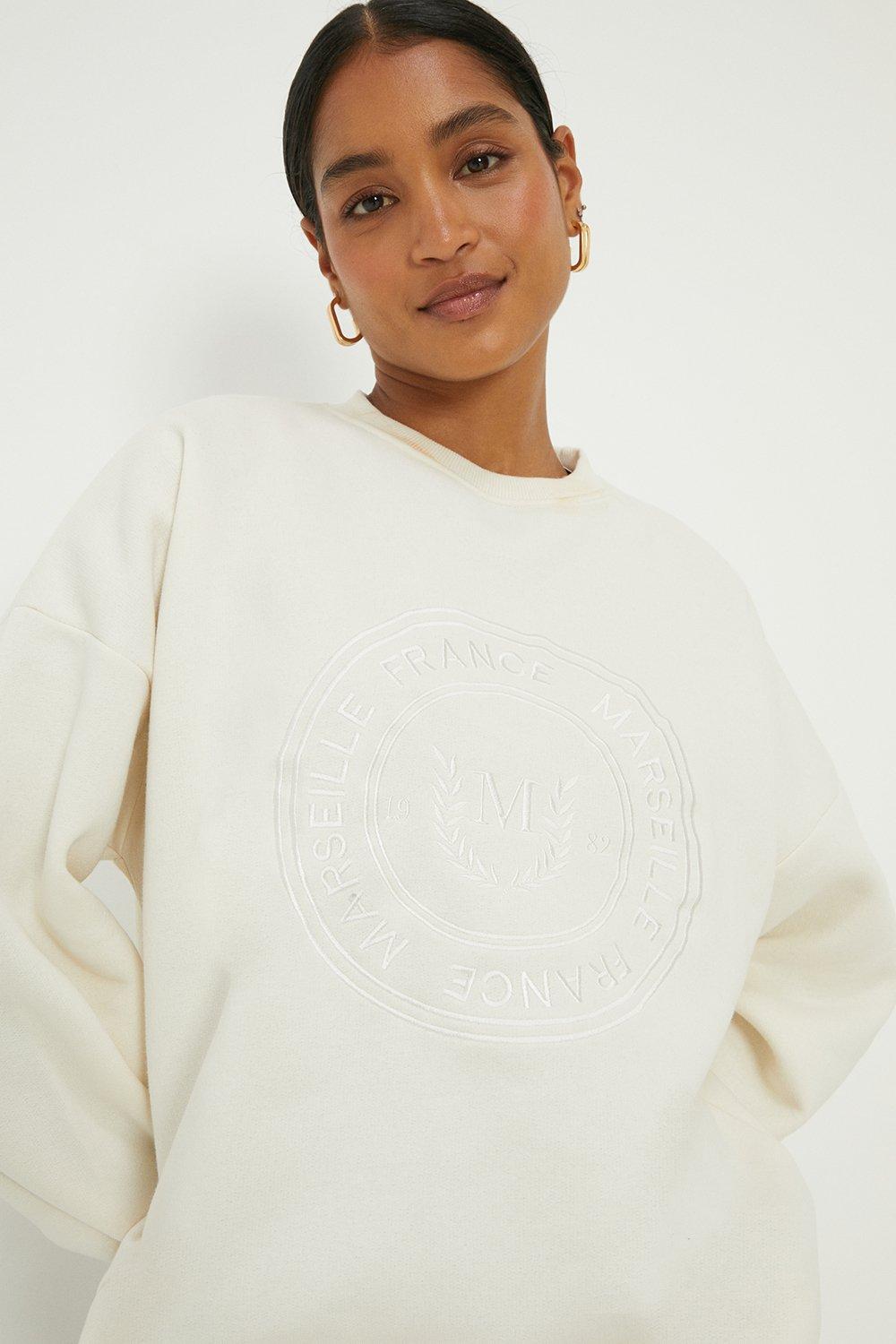 Womens Embroidered Crew Neck Sweatshirt