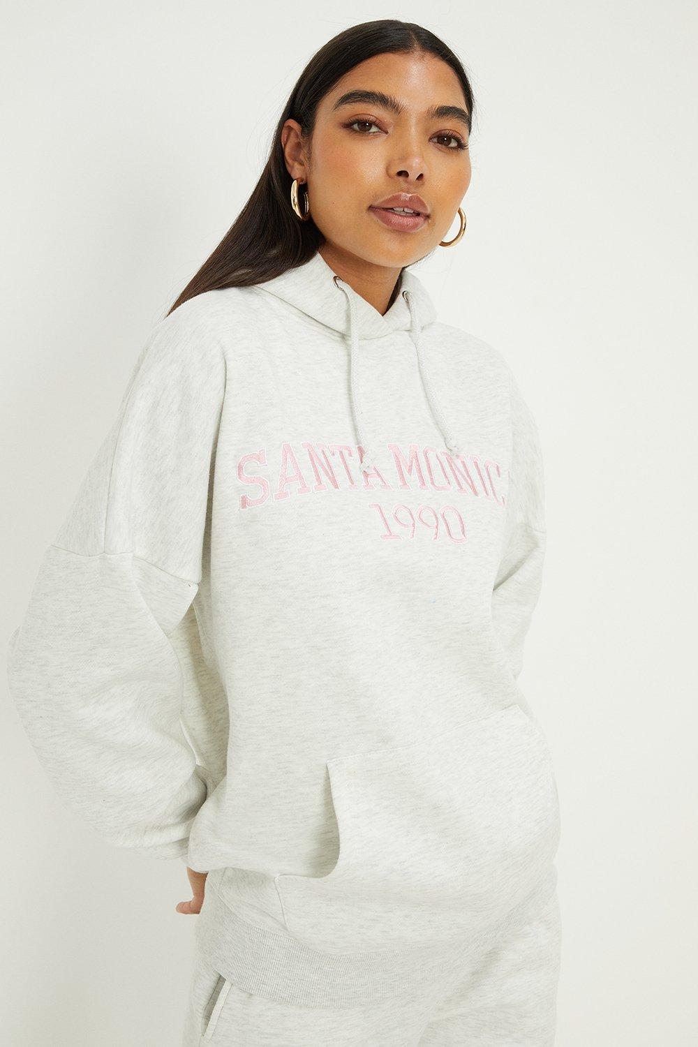 Womens Embroidered Drawstring Hoodie