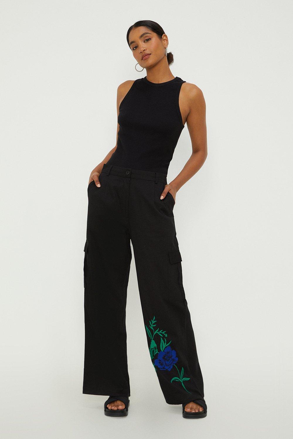 Womens Embroidered Cargo Trouser