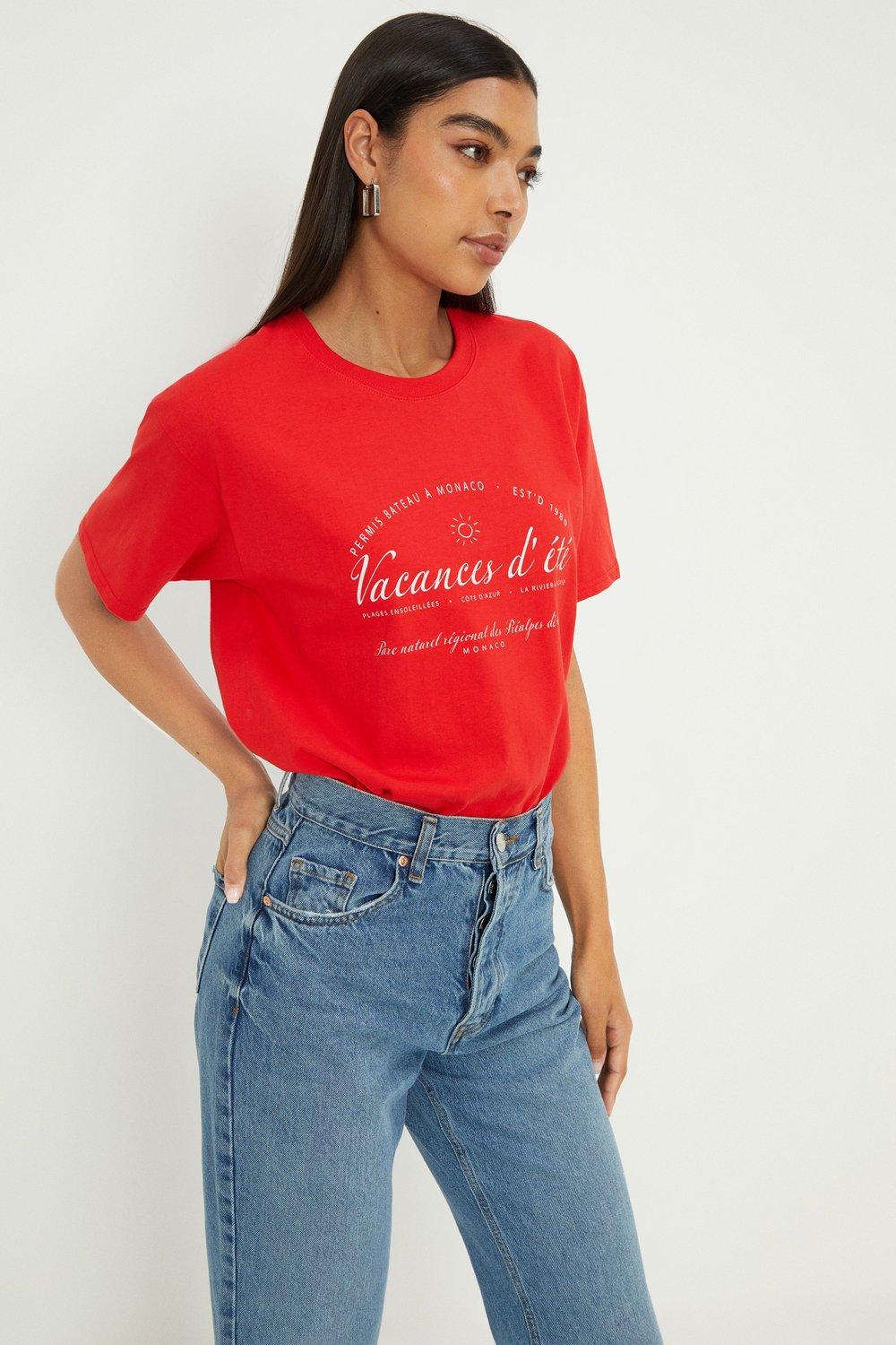 Womens Vacanes Front Print Tee