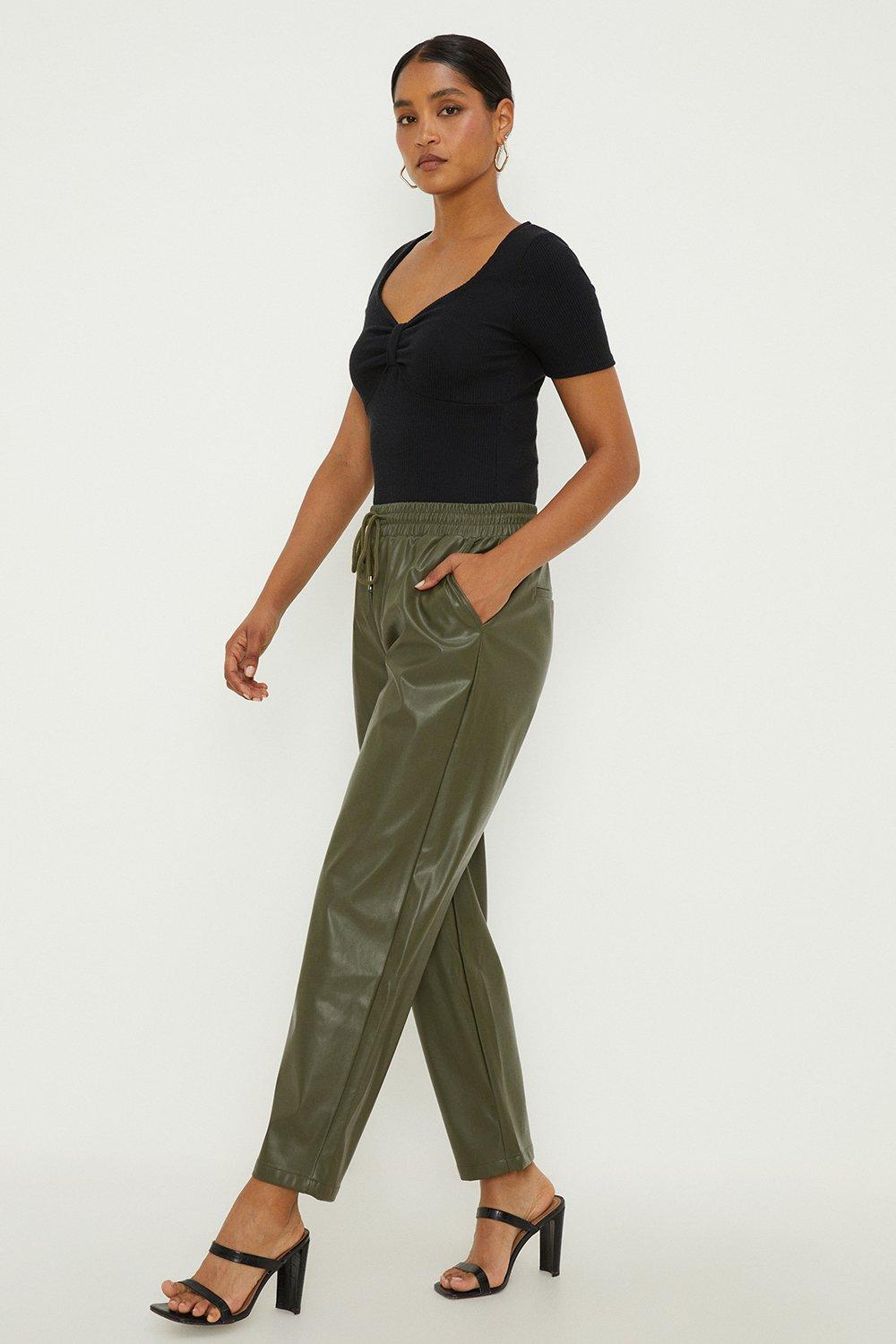 Womens Faux Leather Jogger