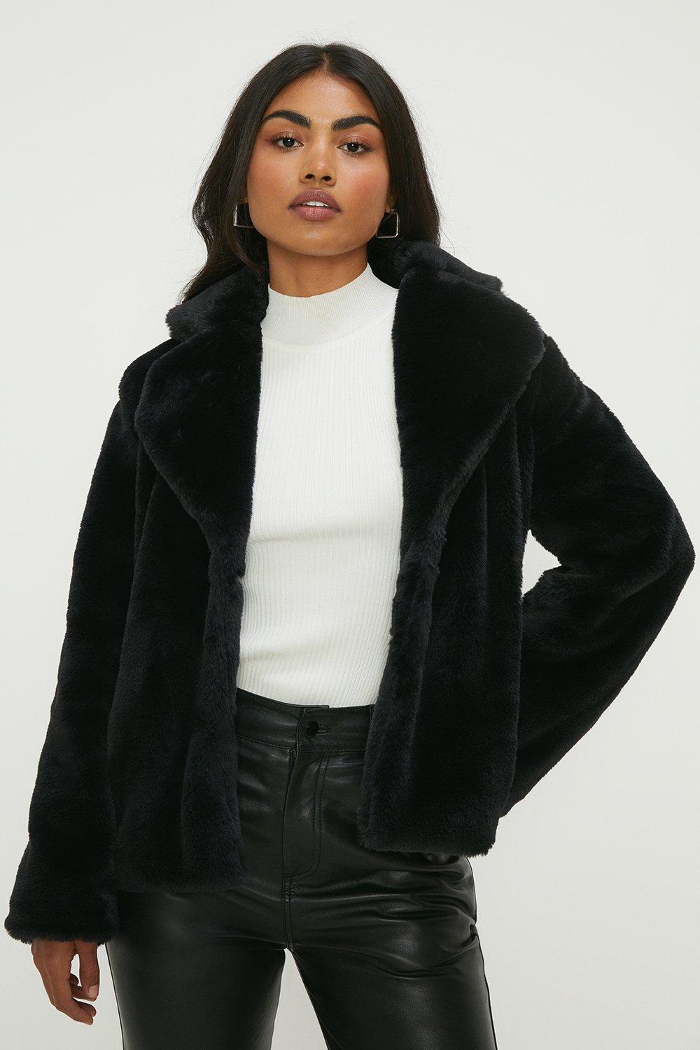 Womens Faux Fur Single Breasted Coat