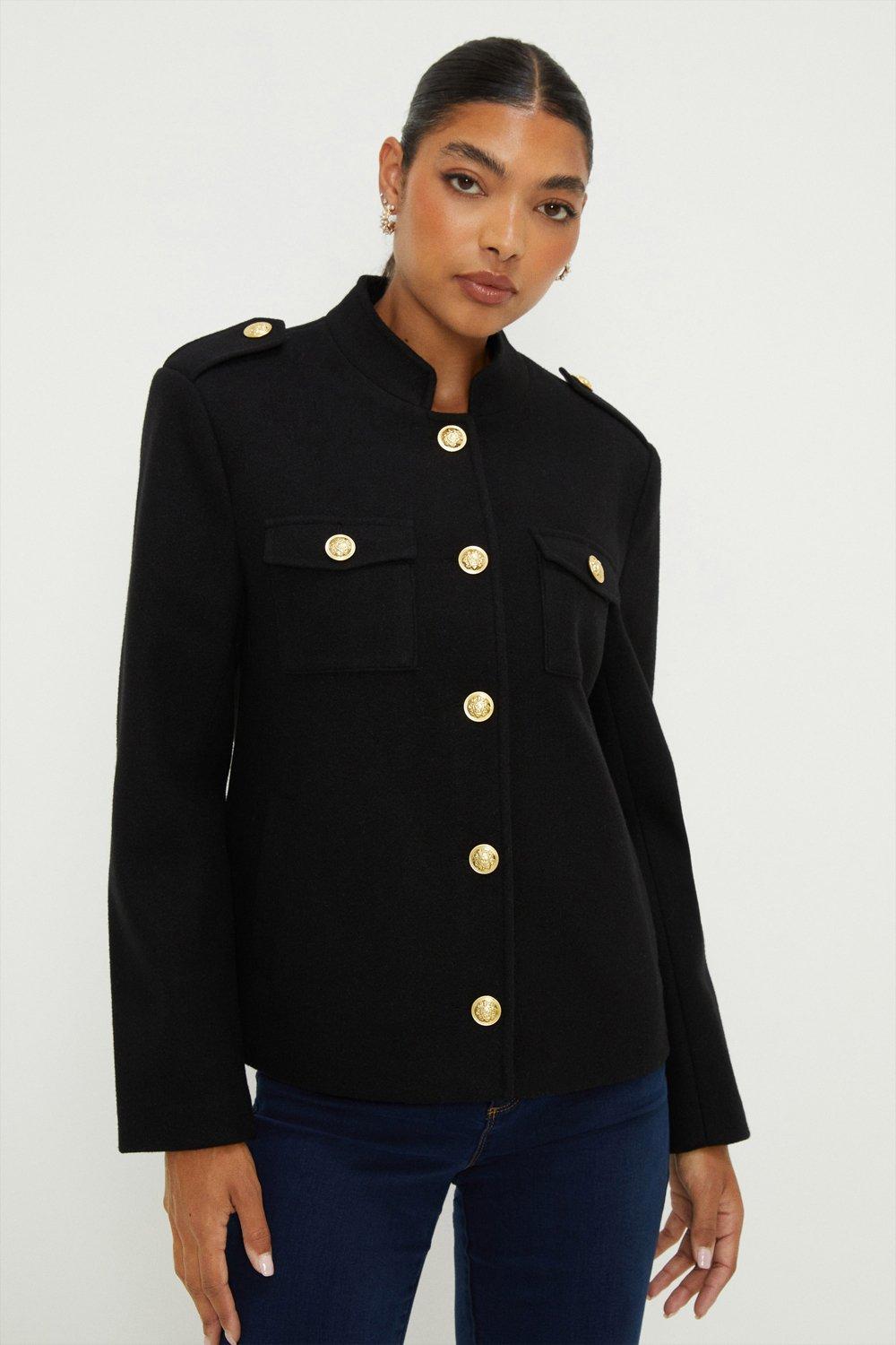 Womens Wool Look Military Coat