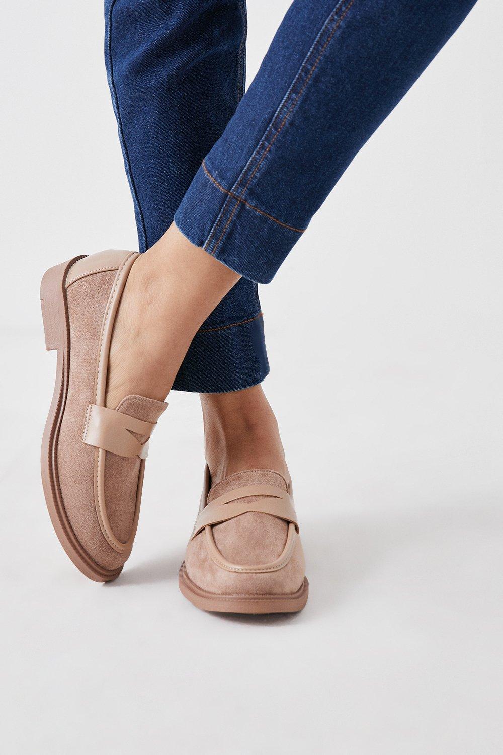 Womens Luna Structured Penny Loafers