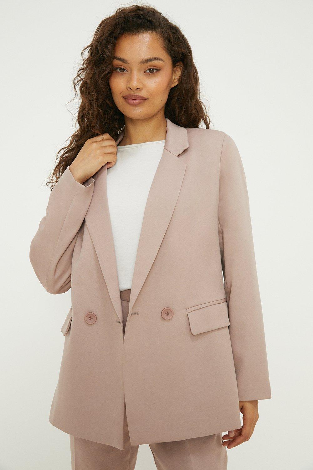 Womens Petite Double Breasted Blazer