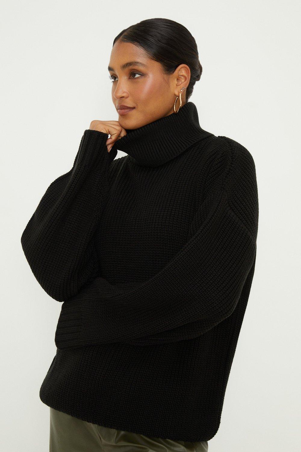 Womens Roll Neck Chunky Jumper