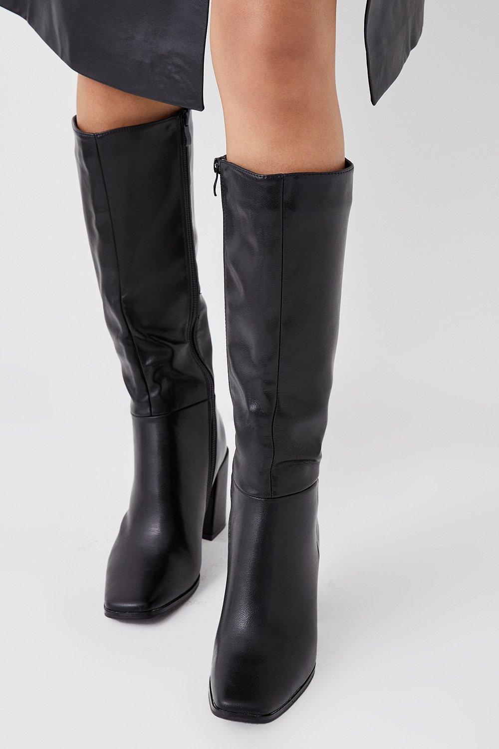 Womens Kristen Square Toe Clean Knee High Boots