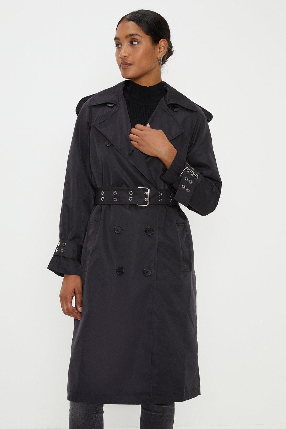 Womens Longline Belted Trench Coat