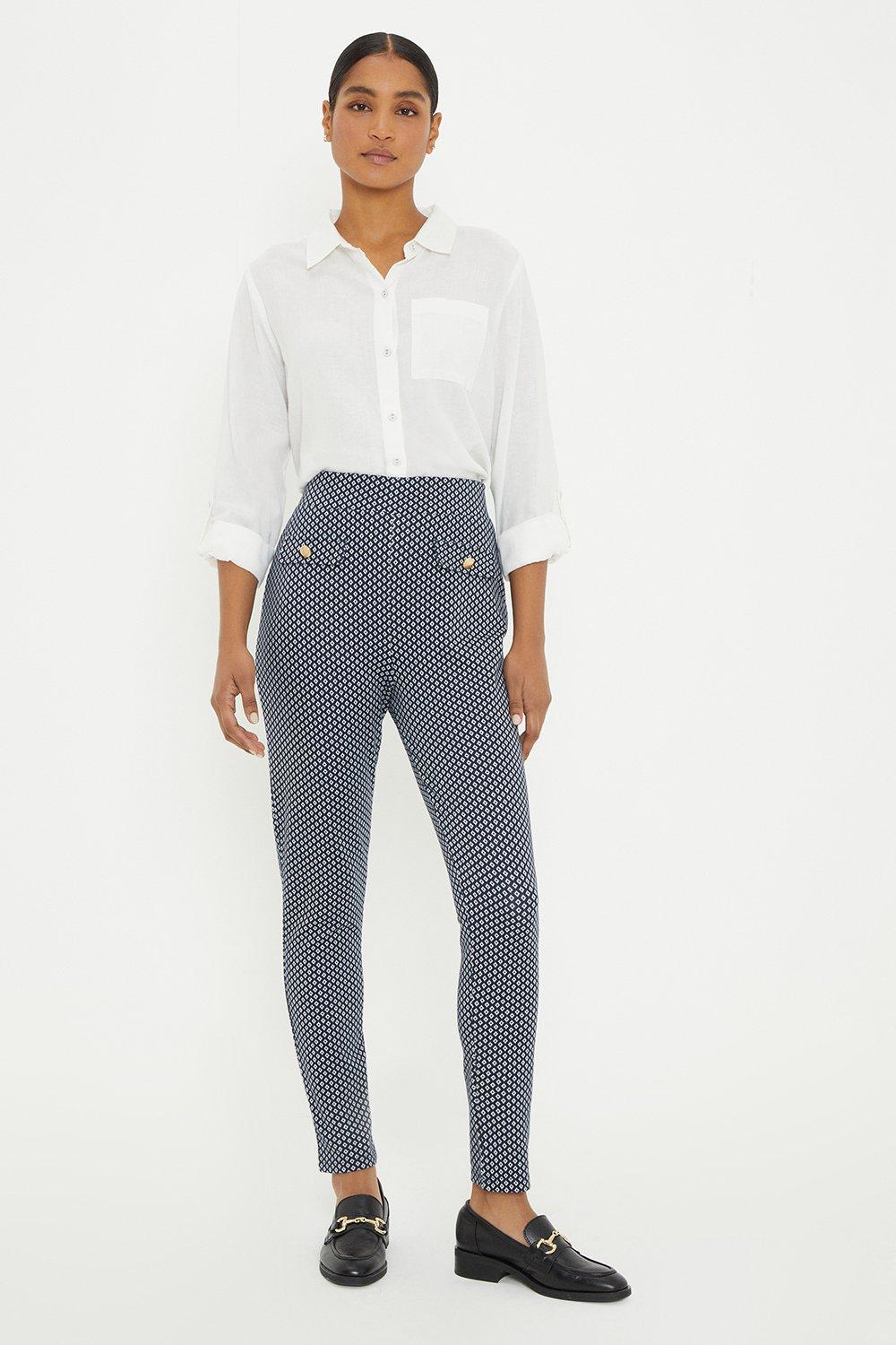 Womens Jacquard Pull On Trouser With Button Pocket