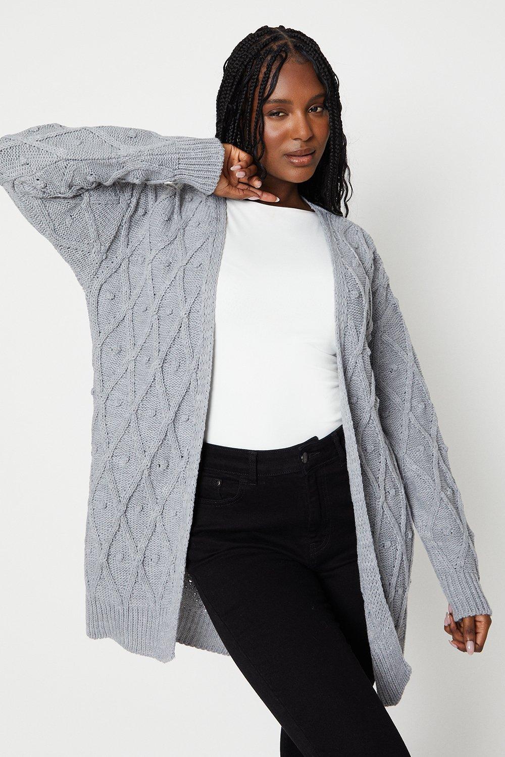 Womens Bobble Cable Cardigan