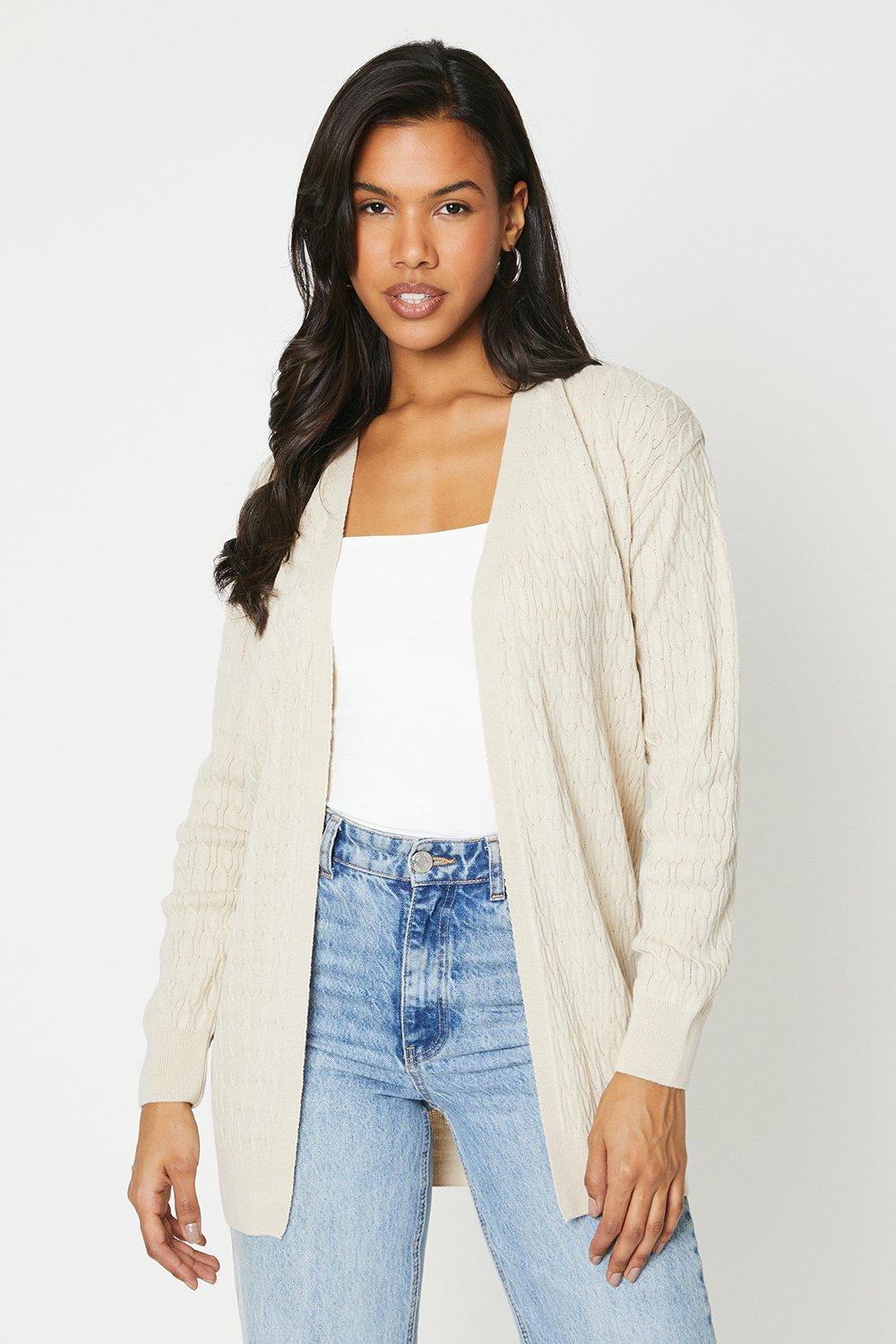 Womens Cable Longline Cardigan