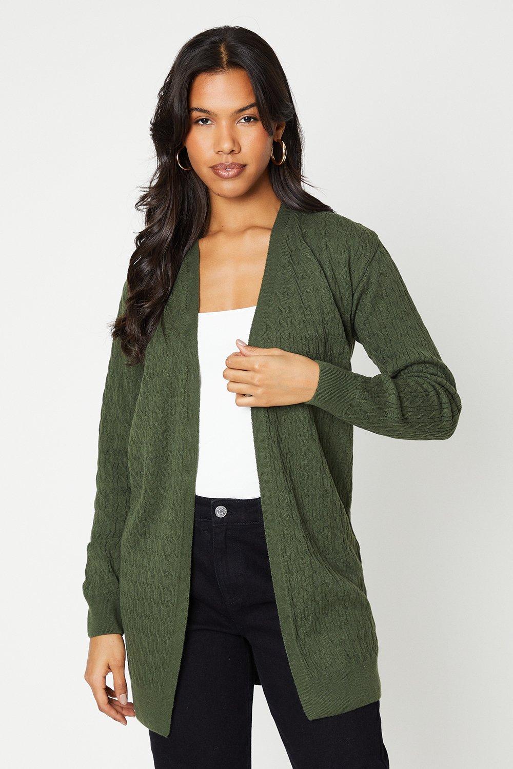 Womens Tall Cable Longline Cardigan