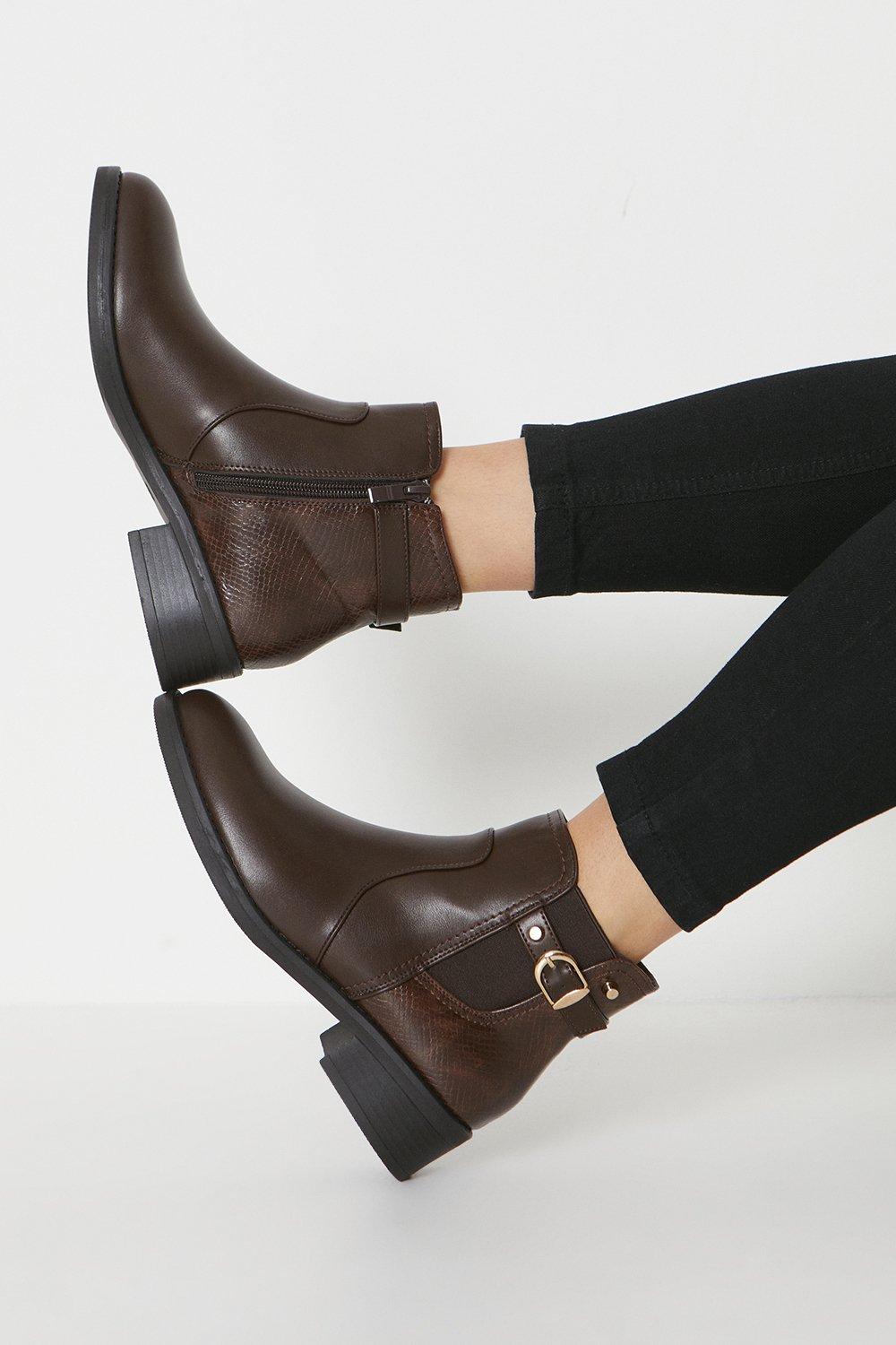 Womens Macie Buckle Detail Ankle Boots