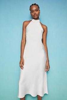 Satin Halter Neck Backless Slip Dress