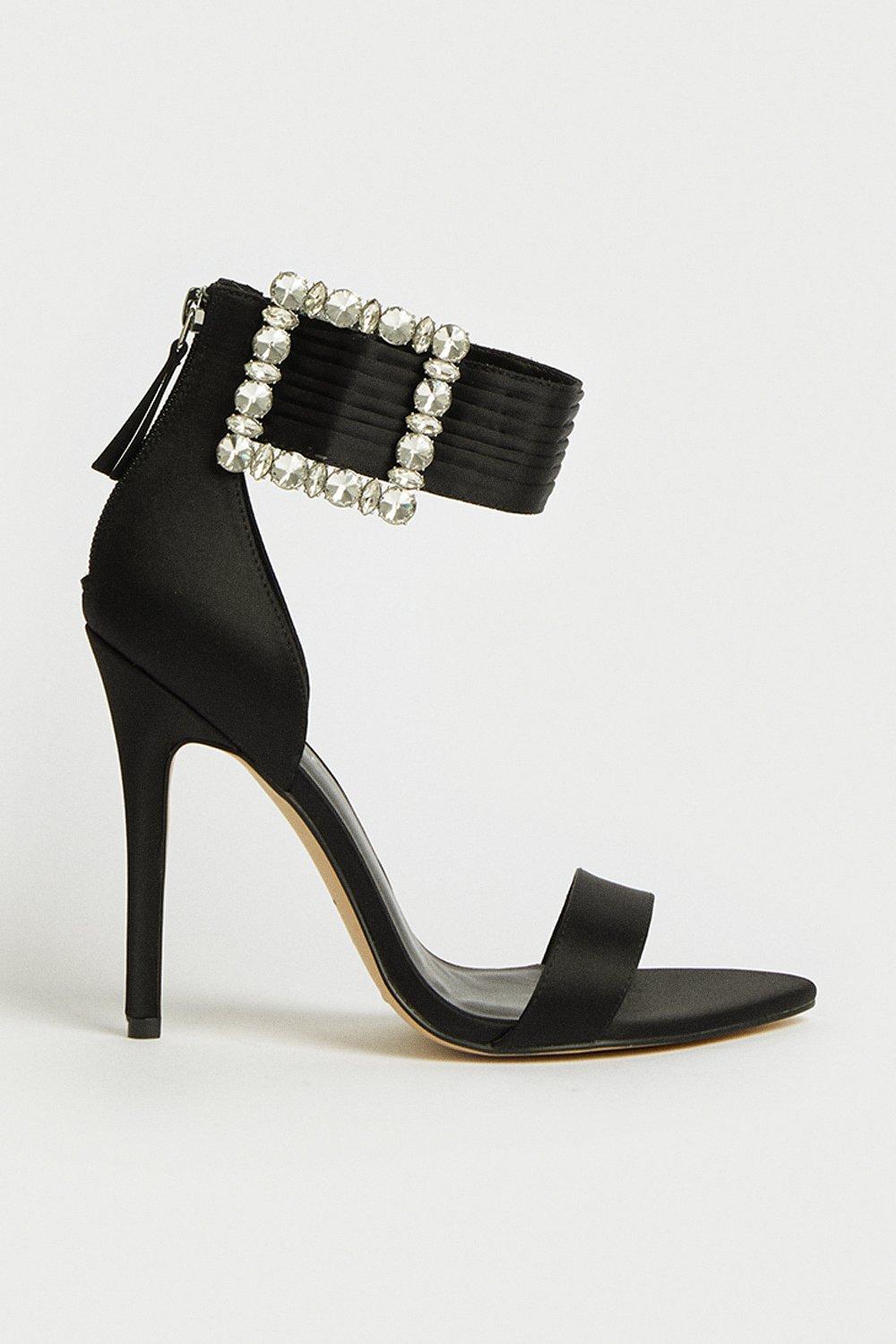 Womens Embellish Buckle Detail Stiletto Heel - black