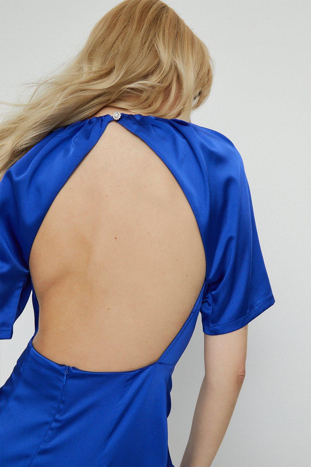 Womens Cutout Back Midi Dress - cobalt