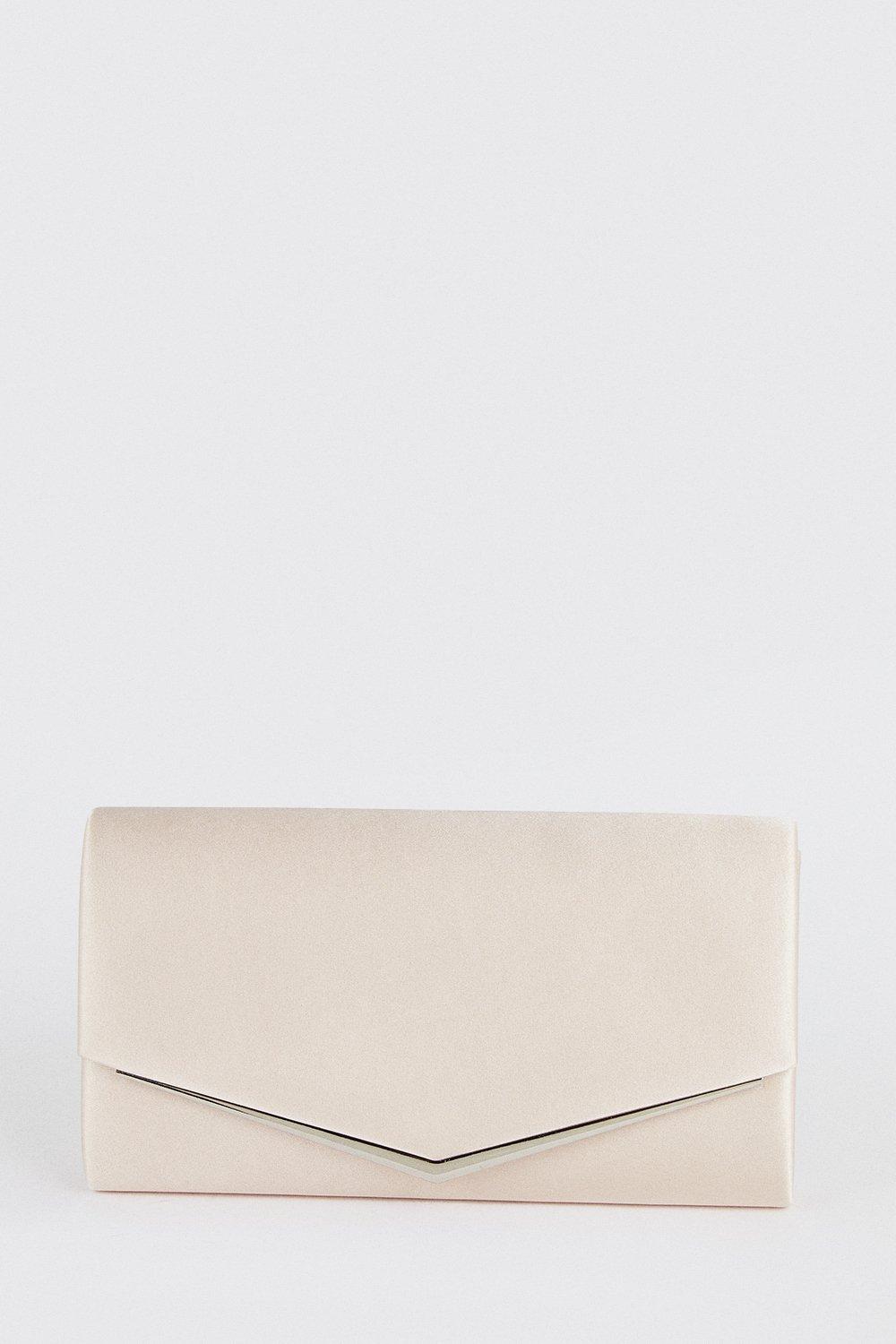 Womens Sliver Trim Detail Envelope Clutch Bag