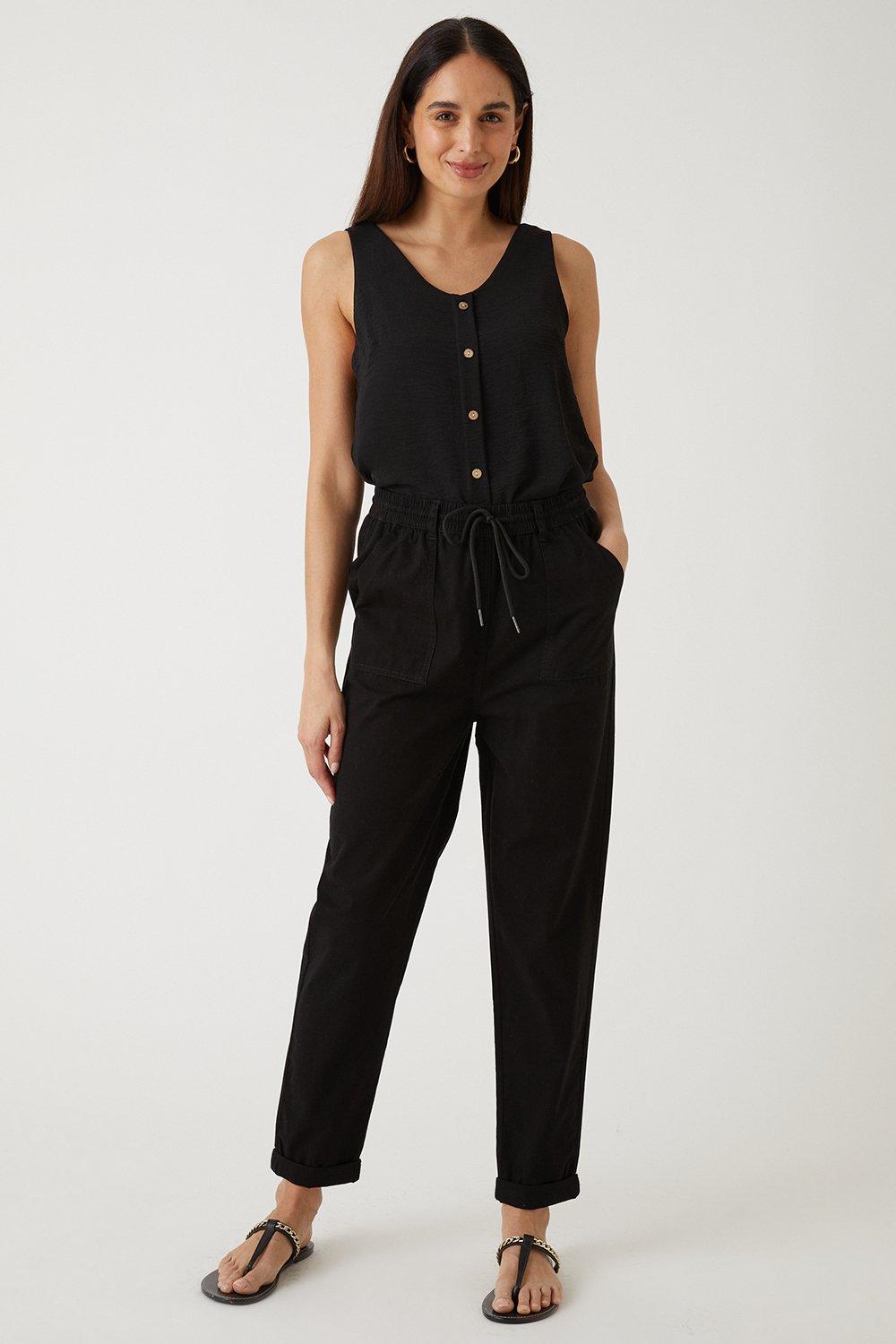 Womens Elasticated Waist Tapered Trousers