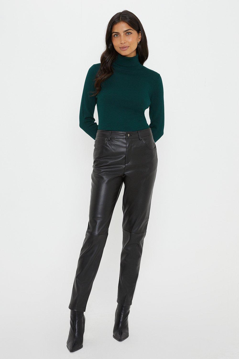 Womens Faux Leather Jeans