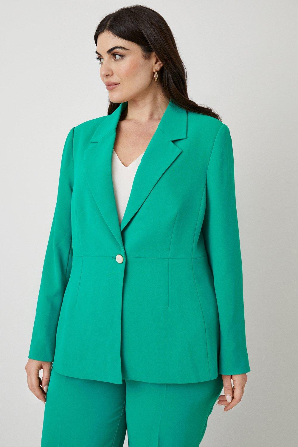 Womens Curve Button Detail Single Breasted Blazer