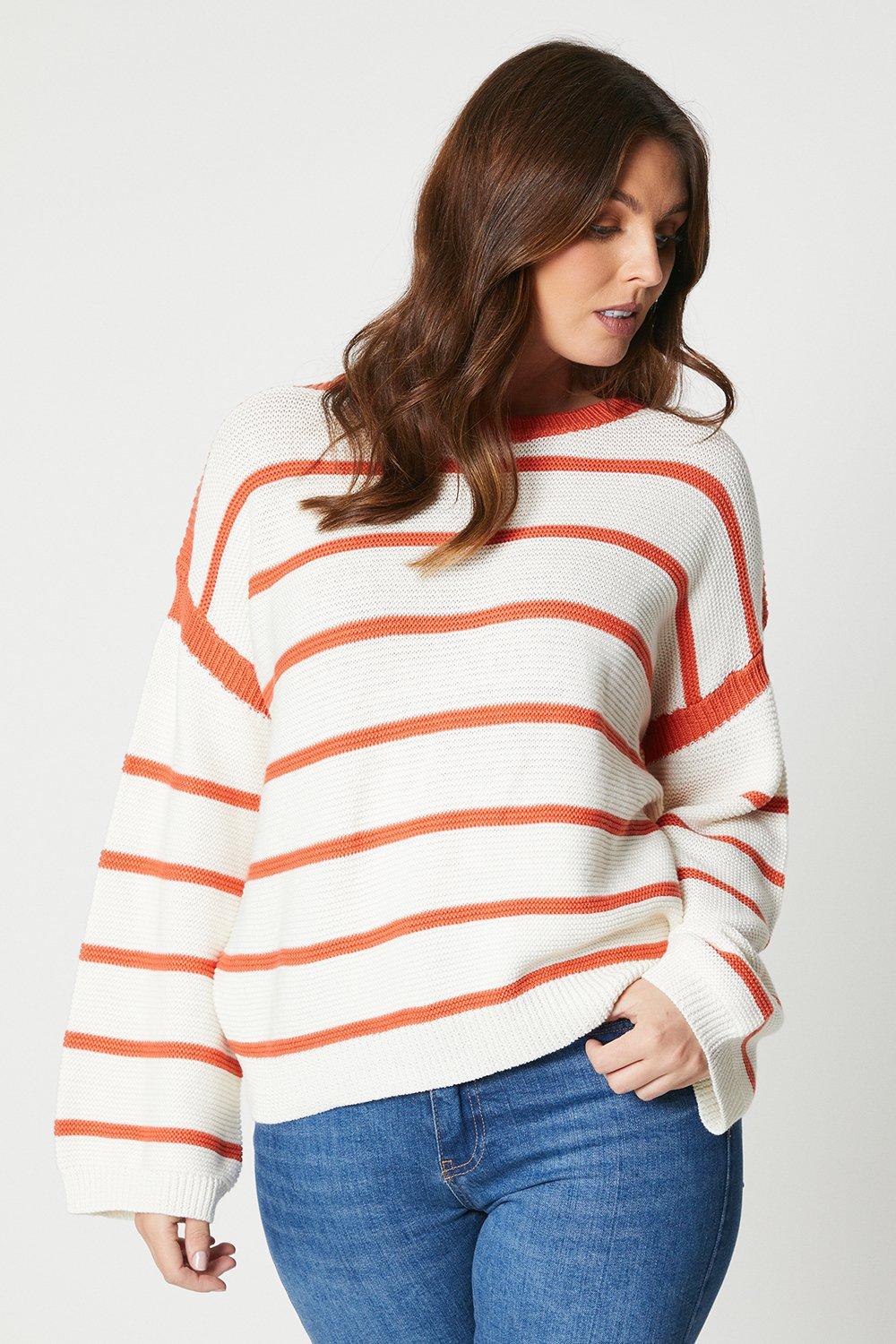 Womens Striped Rib Sweater