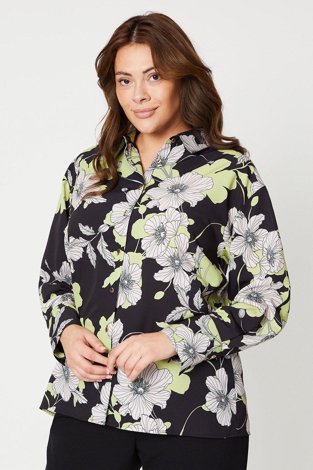 Womens Curve Floral Print Shirt