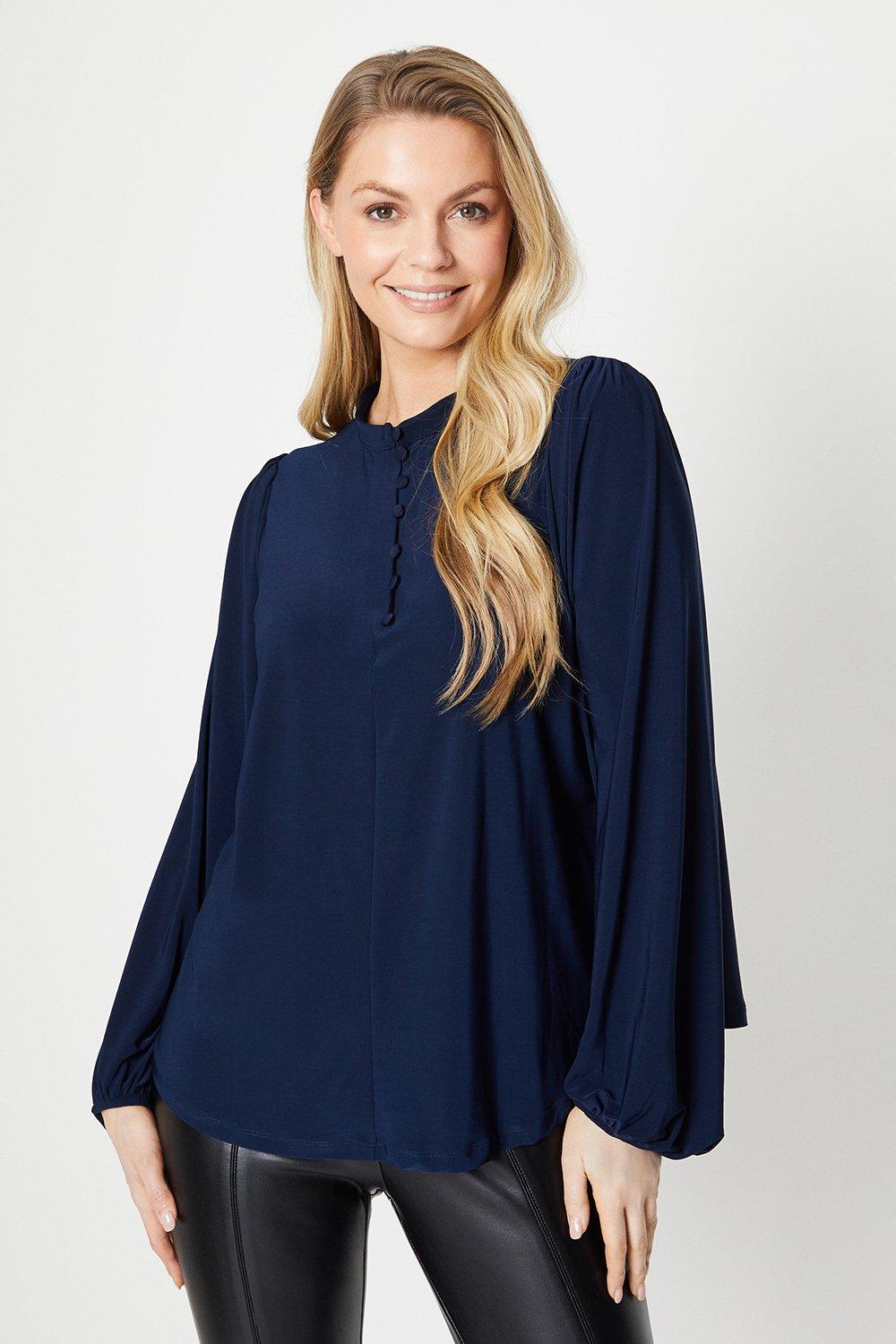 Womens Covered Button Boho Top