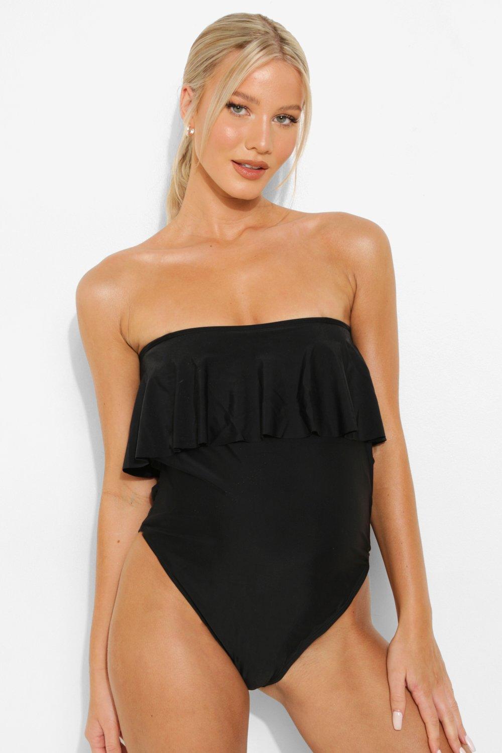 Womens Maternity Bandeau Overlay Swimsuit - Black - 8, Black