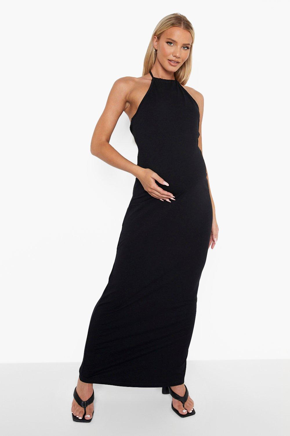 black halter maternity dress